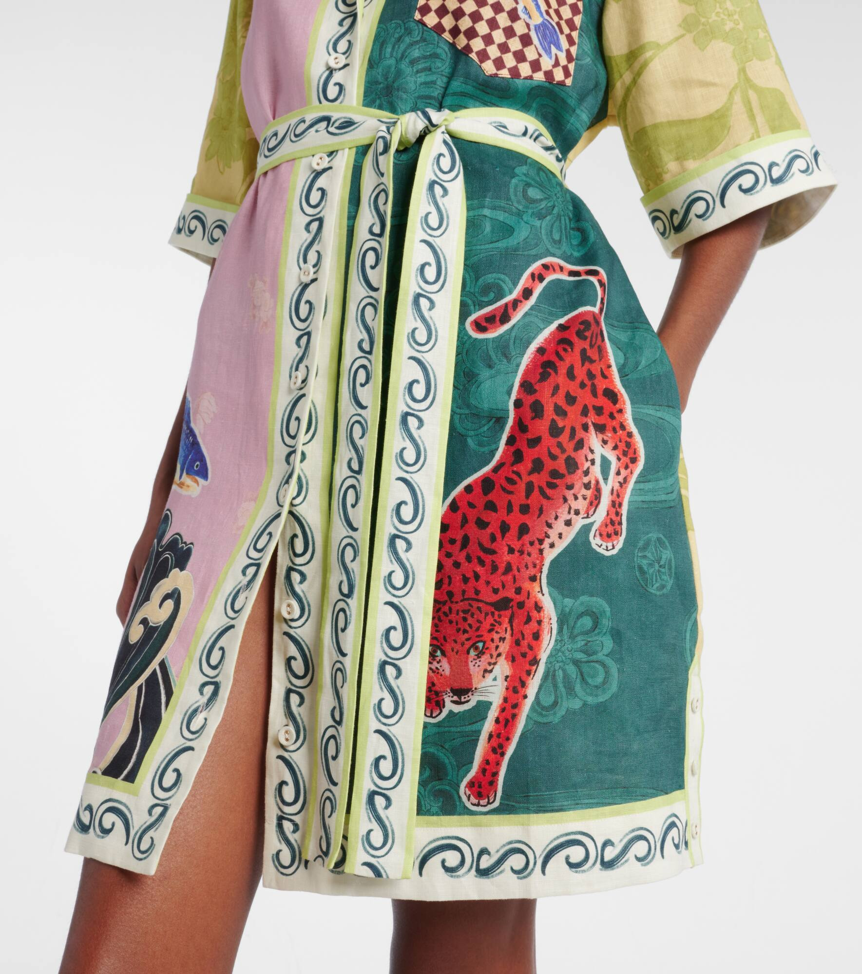 Rochester belted linen minidress - 5