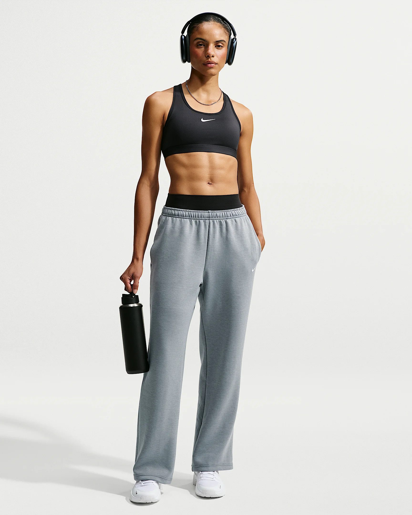 Nike Studio Fleece Sport Women's Dri-FIT Mid-Rise Open-Hem Pants - 1