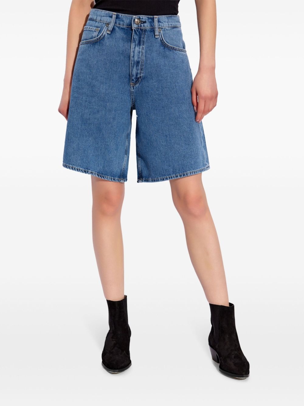 knee-length denim shorts - 3