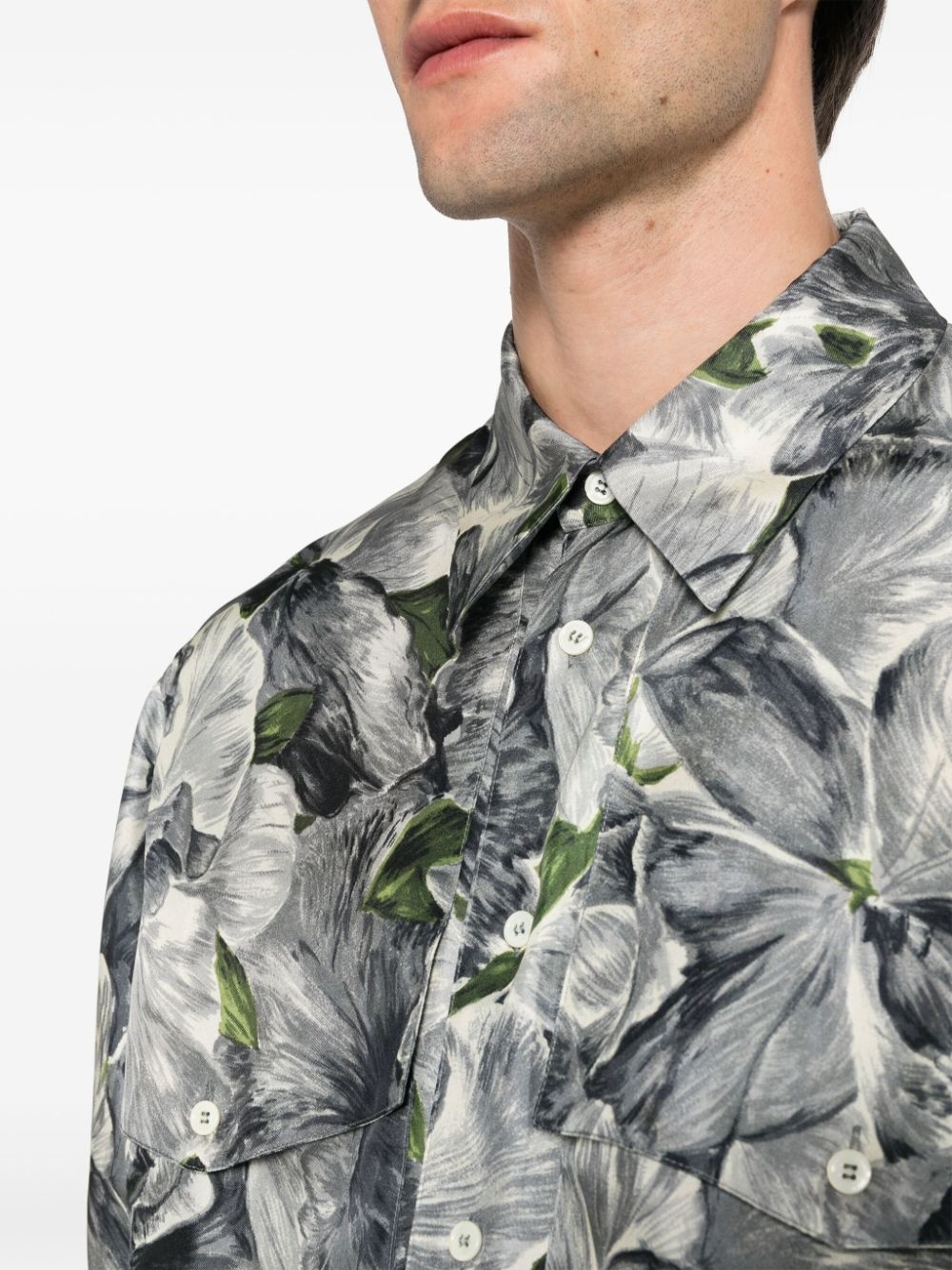 floral-print bowling shirt - 5