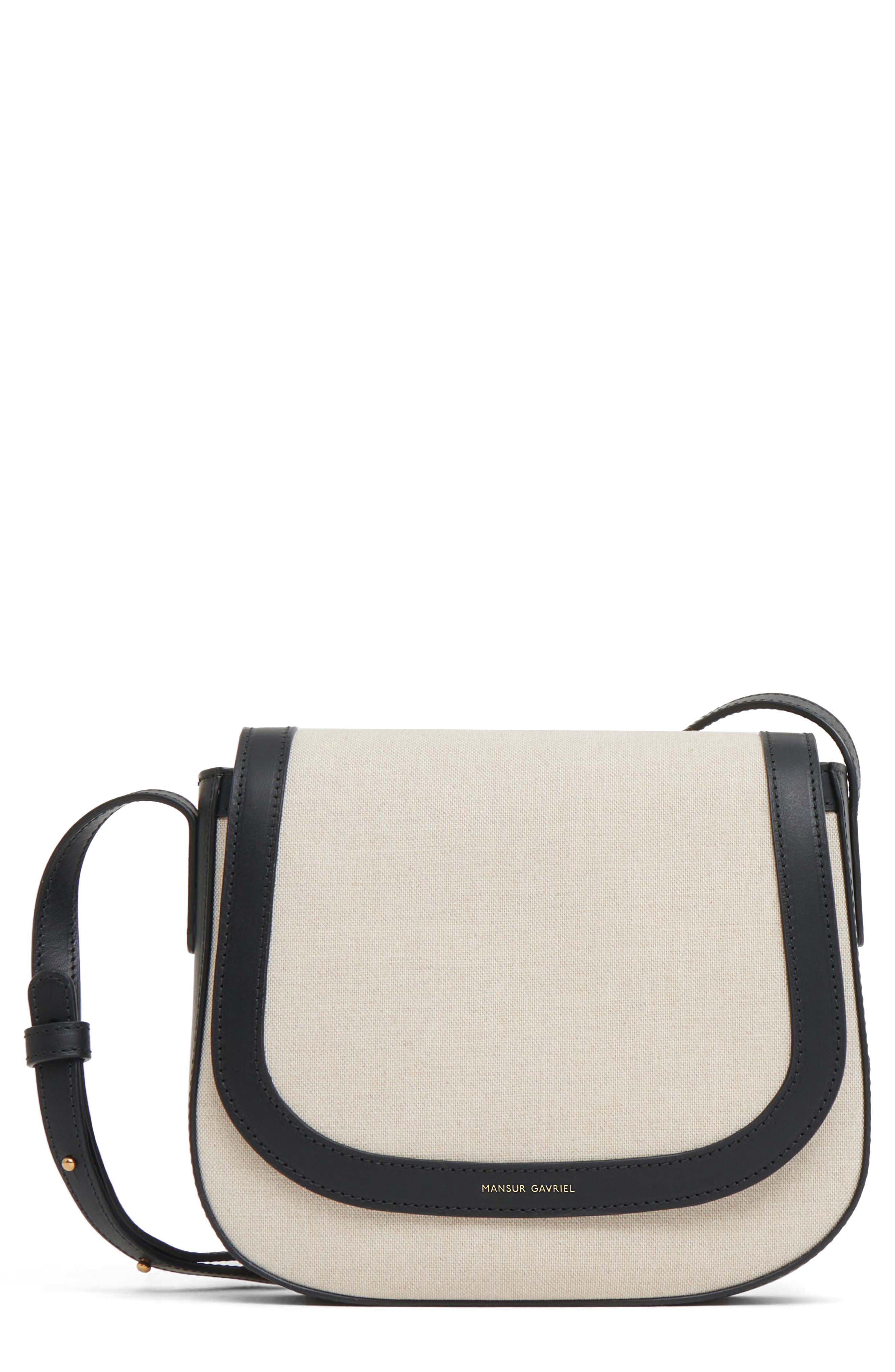 Mansur Gavriel Mini Classic Saddle Crossbody Bag in Natural /Black at Nordstrom - 1