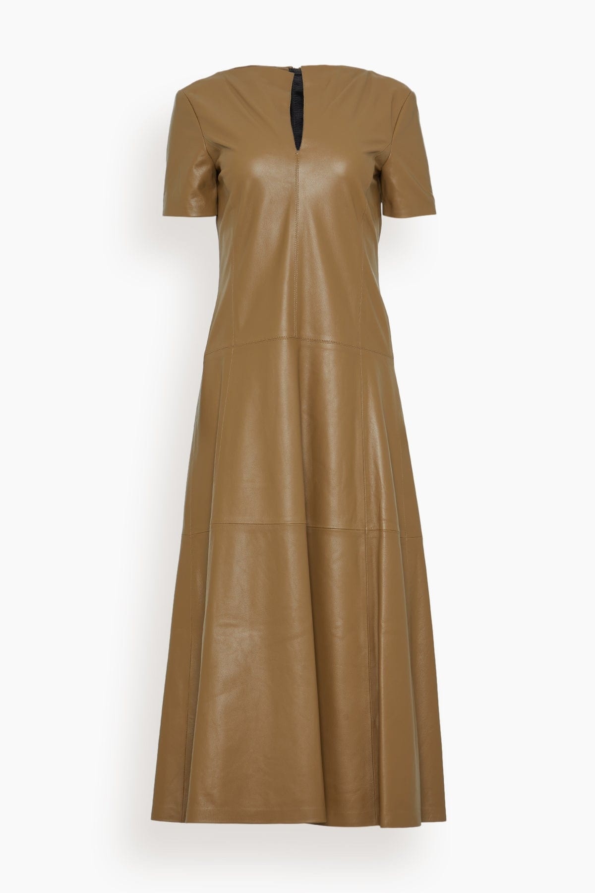 Sleek Statement Dress in Medium Olive - 1