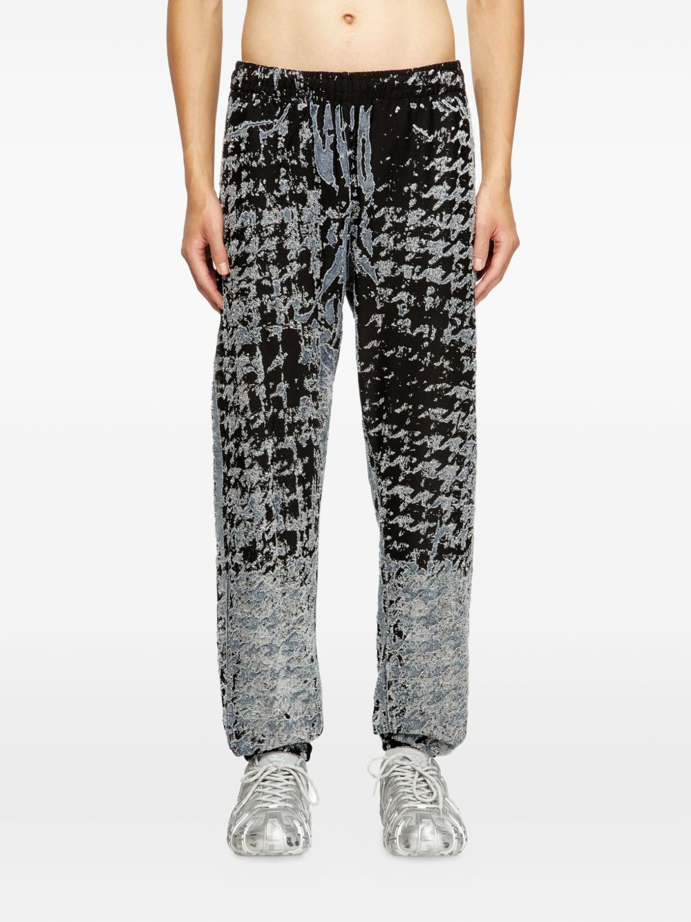 devoré-houndstooth elasticated trousers - 3