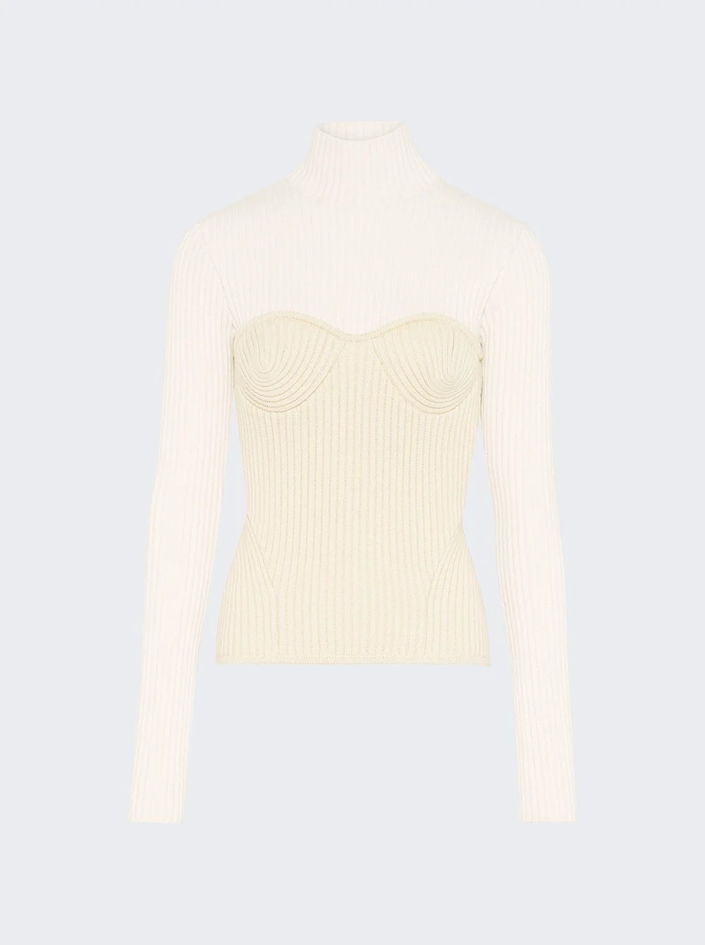 Stretch Merino Wool Sweater White And Ecru - 1