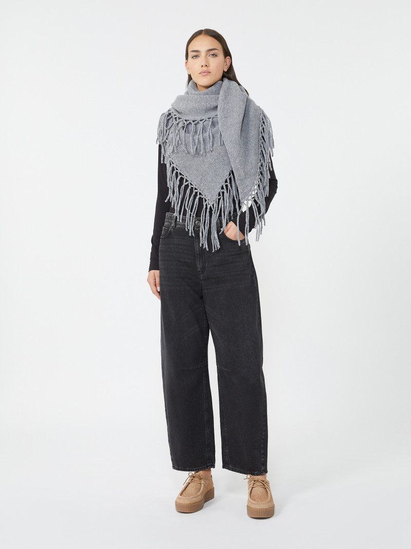 TORNADO Wool shawl with fringes 1