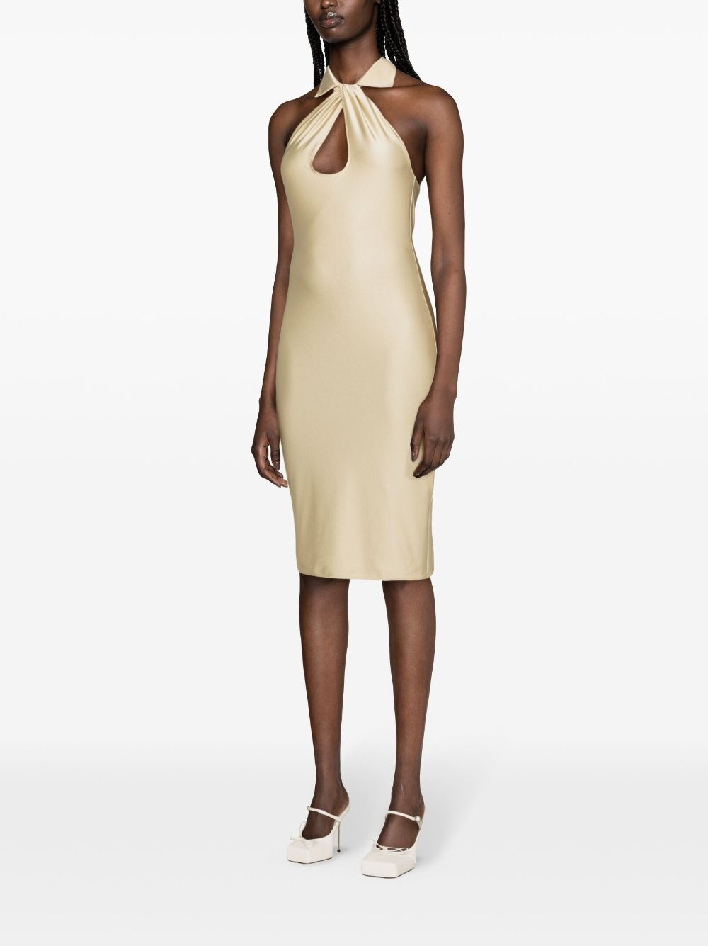 cut-out halterneck midi dress - 3