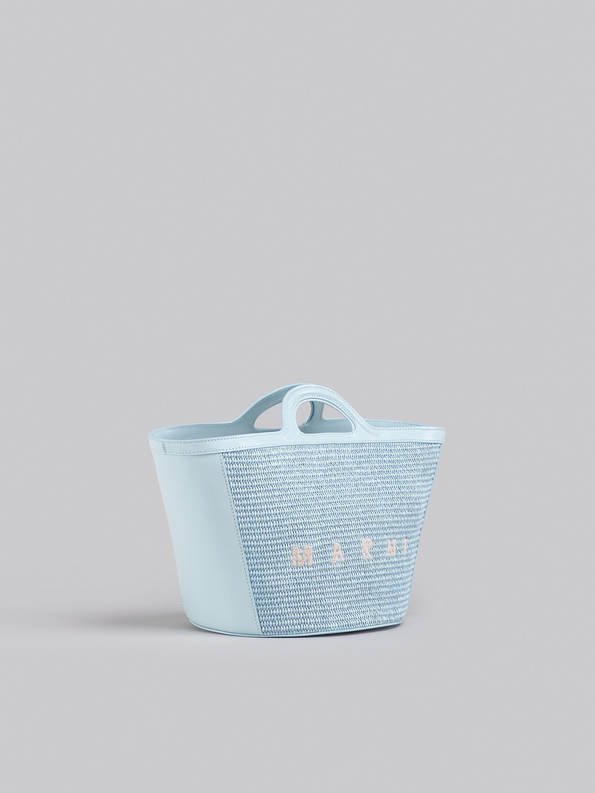 TROPICALIA SMALL BAG IN LIGHT BLUE LEATHER AND RAFFIA - 6