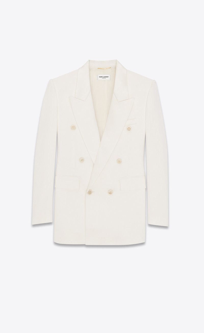 double-breasted jacket in silk satin - 1