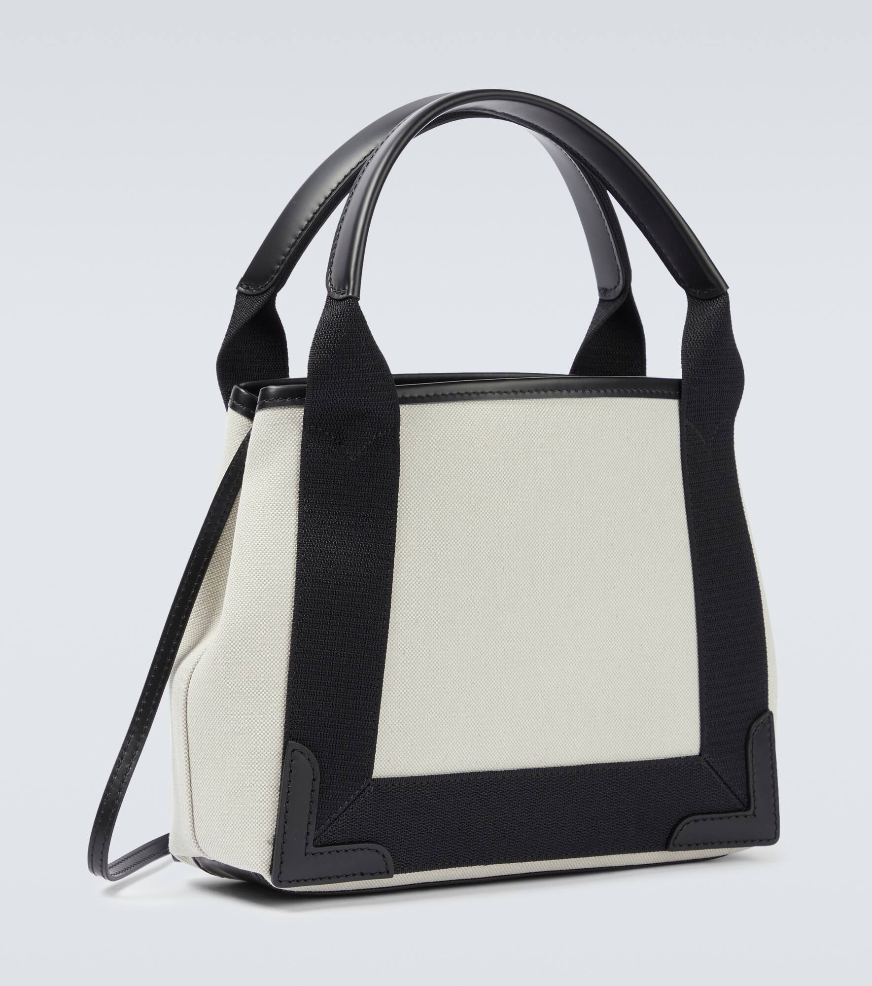 Cabas leather-trimmed canvas tote bag - 5
