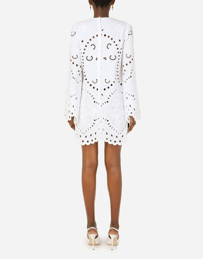 Short poplin dress with embroidery 3