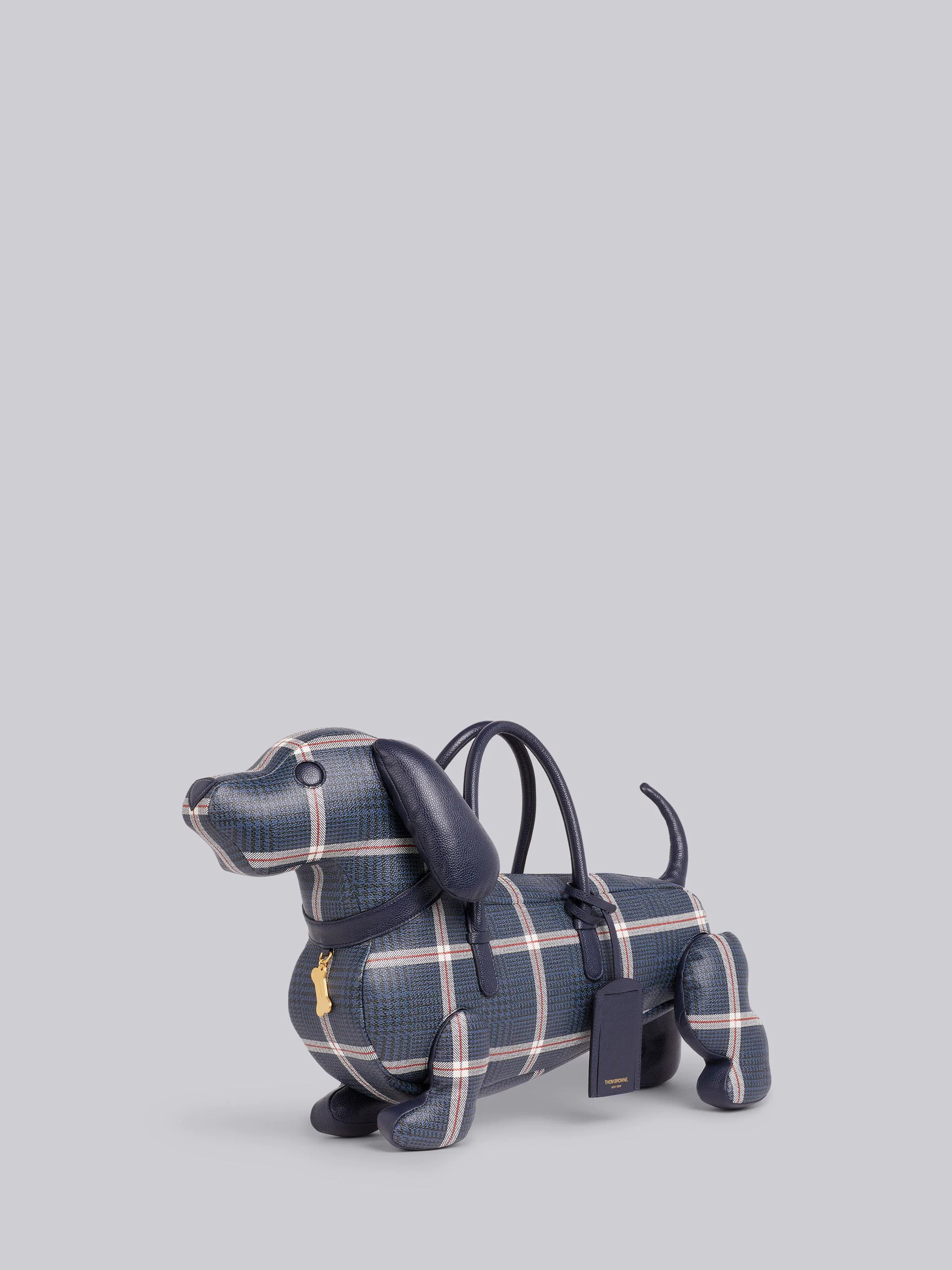 Navy Pebbled Calfskin Prince of Wales Hunting Tweed Print Hector Bag - 3