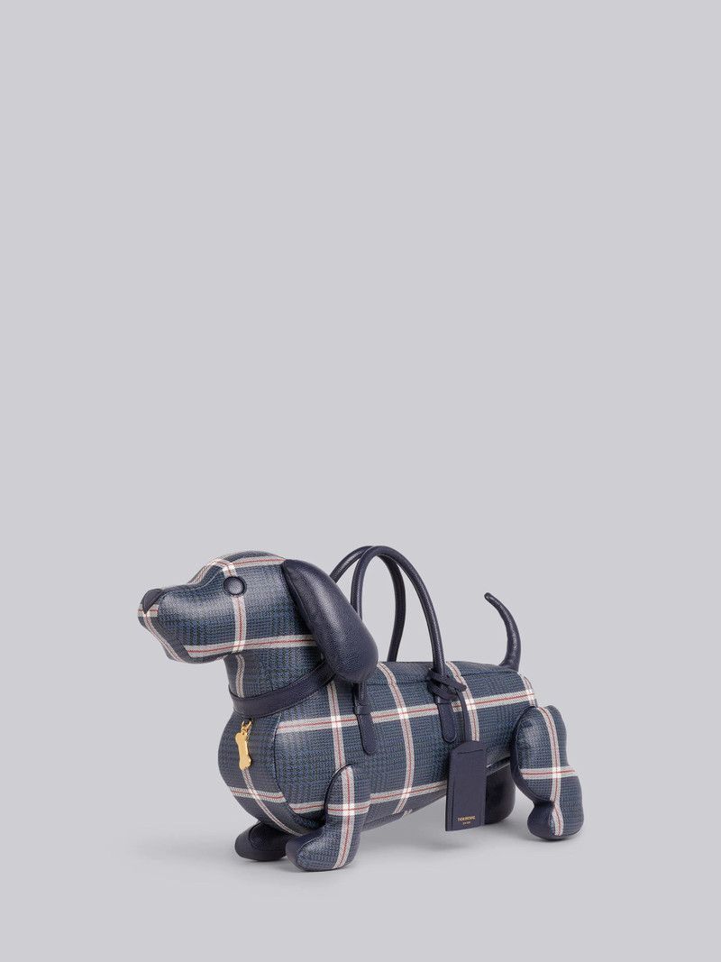 Navy Pebbled Calfskin Prince of Wales Hunting Tweed Print Hector Bag 3