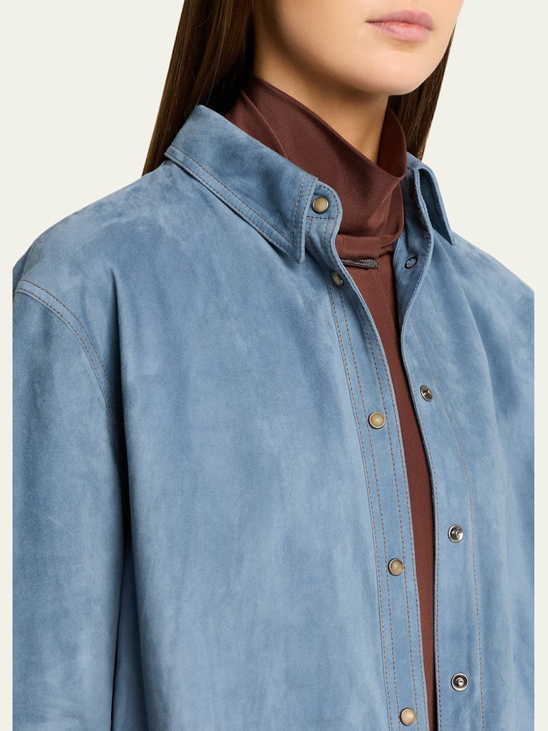 Suede Long Sleeve Snap Button Shirt 5