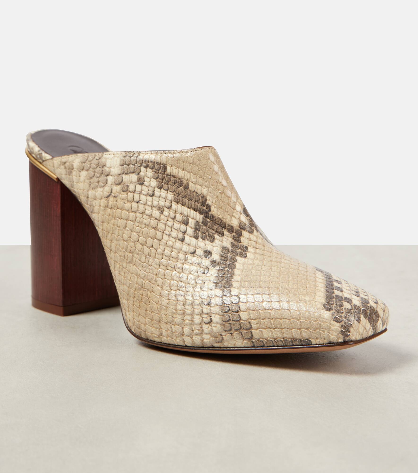 Ambre snake-effect leather mules - 4