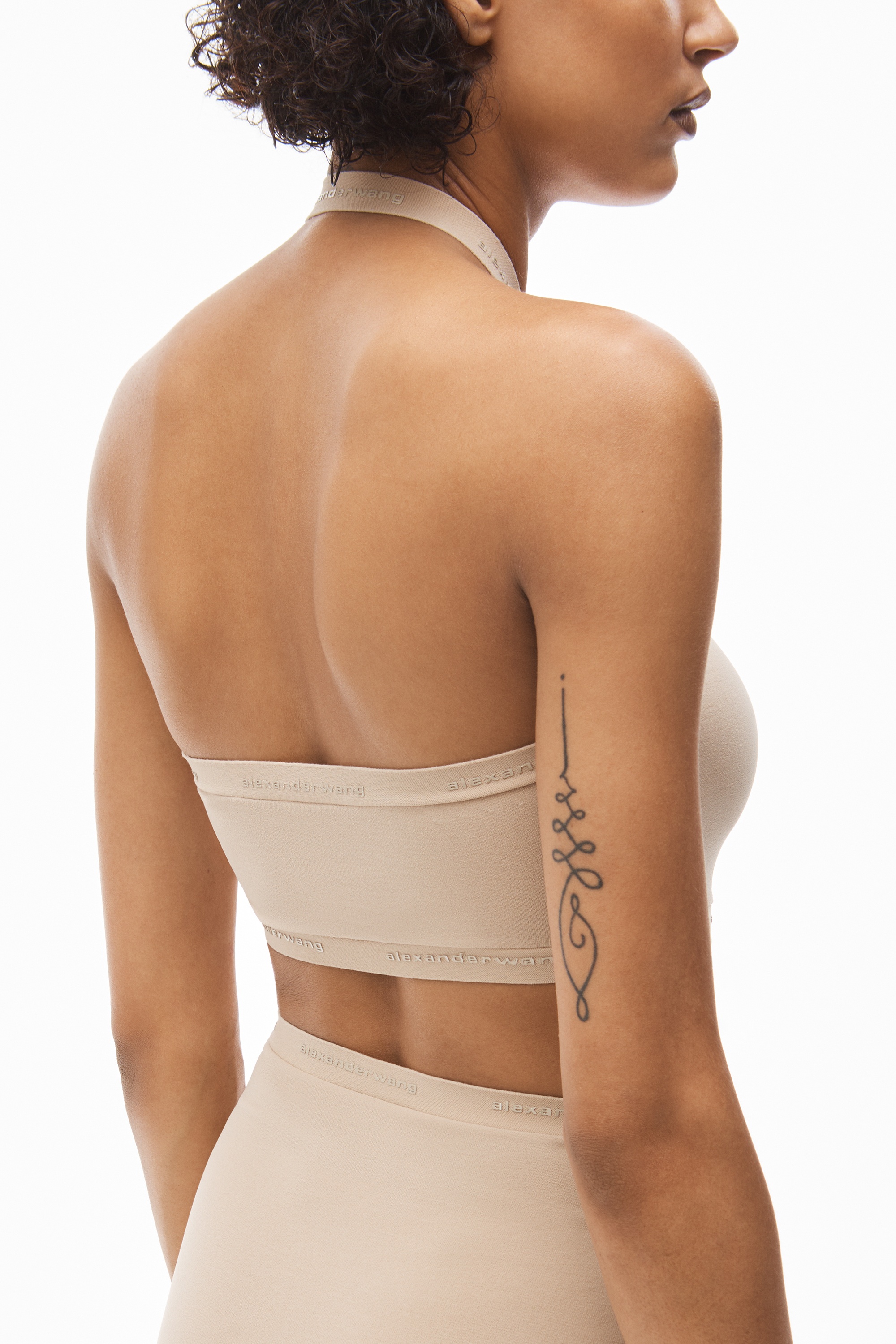 LOGO HALTER DRESS IN VISCOSE KNIT - 6