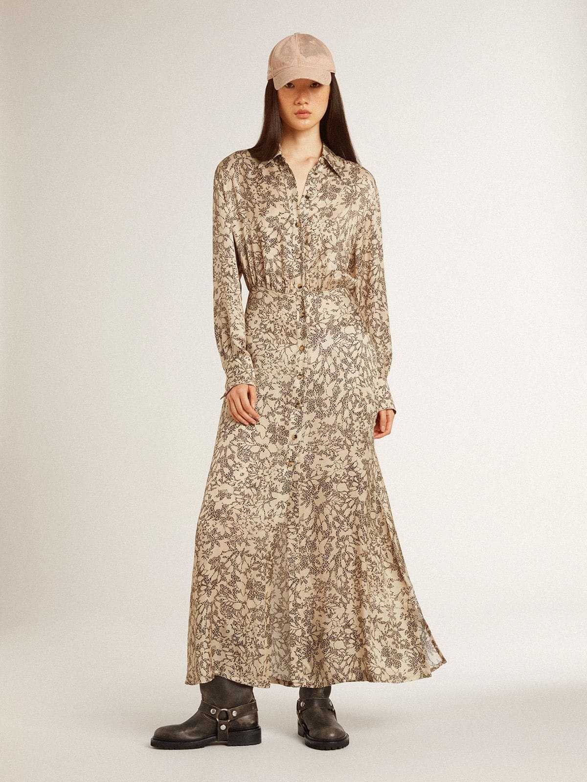 Women's silk-blend midi dress with a floral print - 2