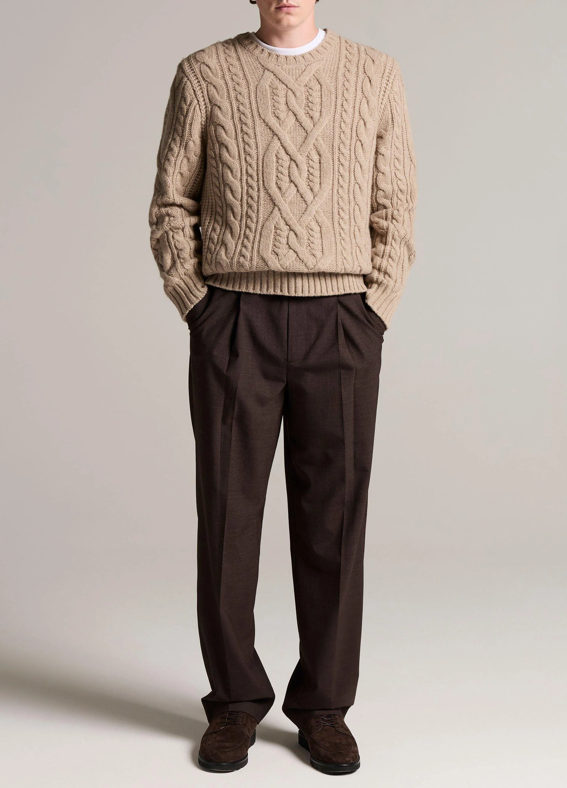 Wool-Cashmere Classic Pleated Trouser - 1