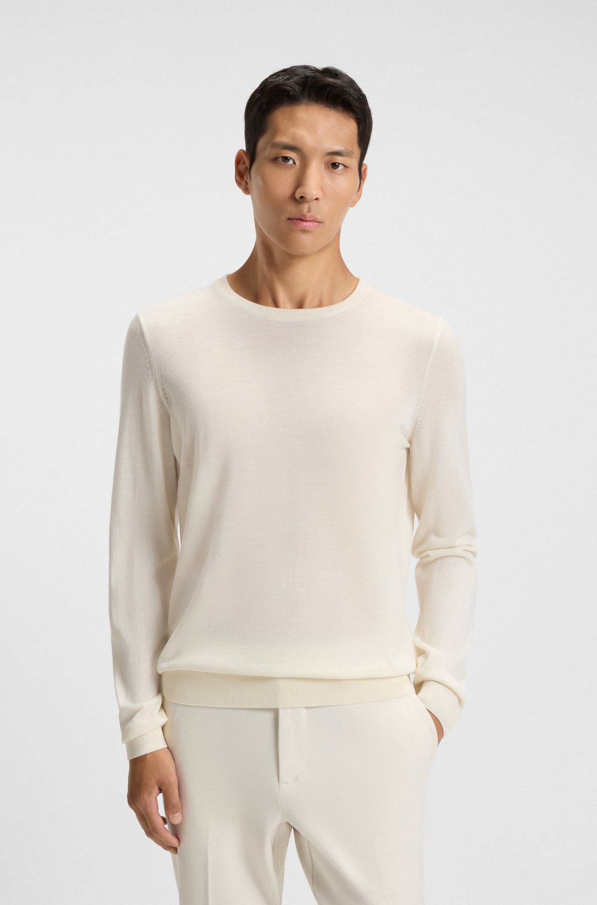 REGULAR-FIT SWEATER IN MERINO WOOL WITH CREW NECKLINE - 2