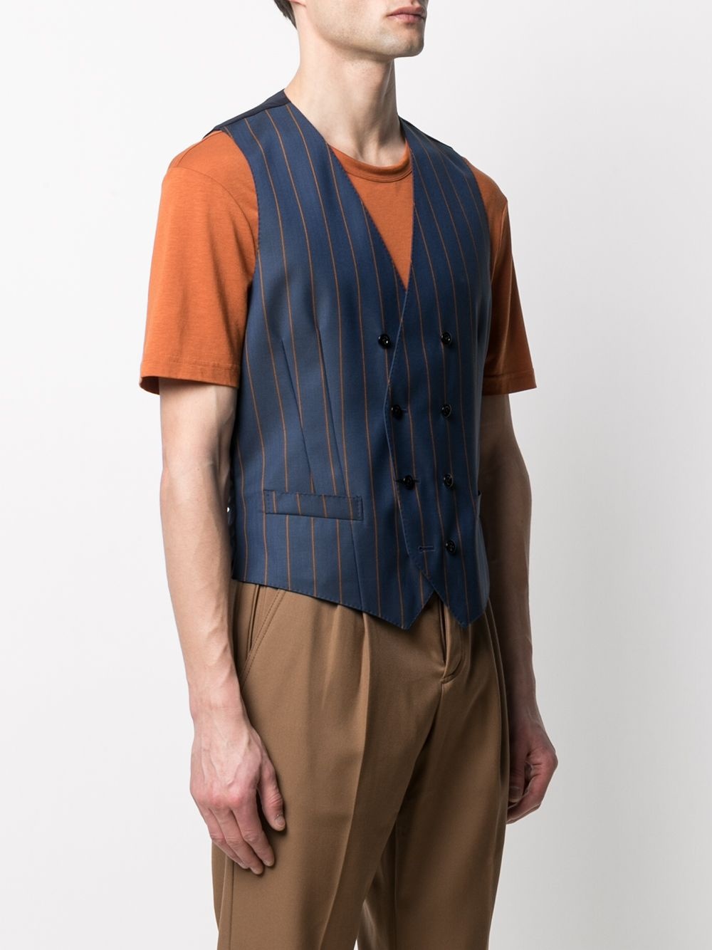 pinstripe double-breasted waistcoat - 3