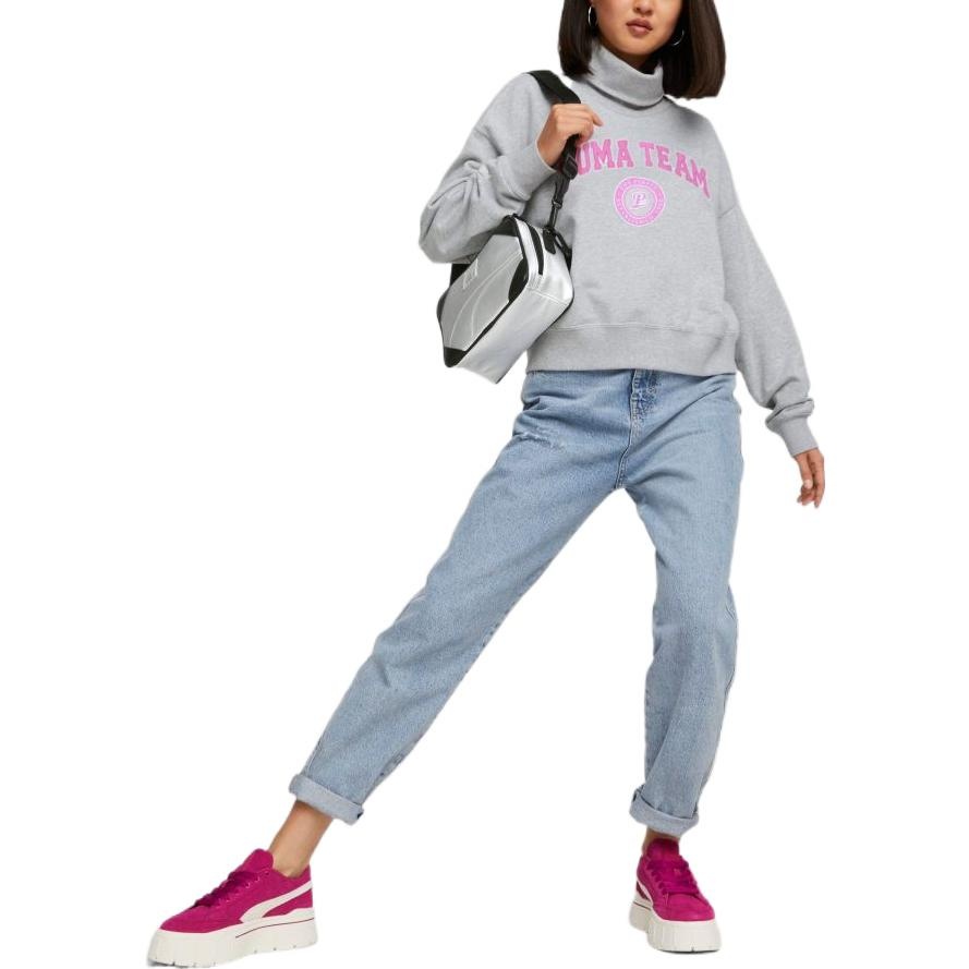 (WMNS) PUMA Team Sweatshirt 'Grey' 539271-04 - 3