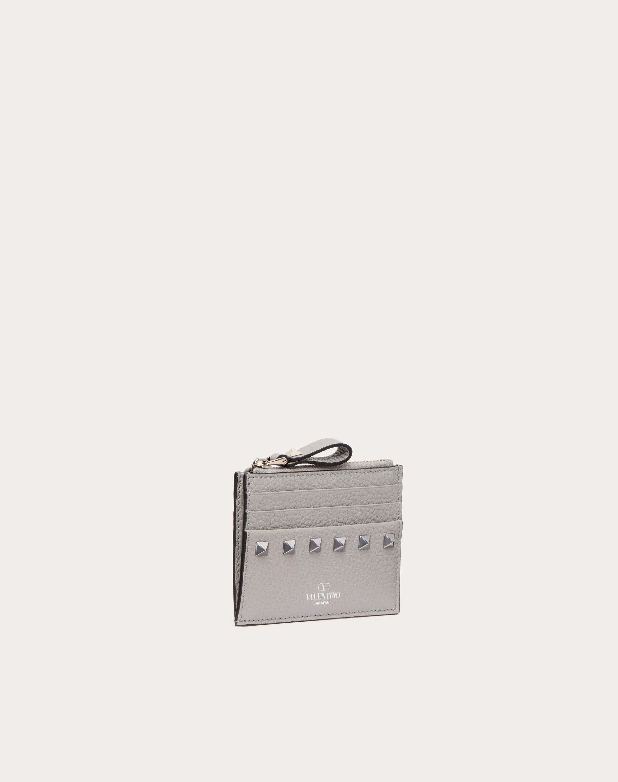 ROCKSTUD GRAINY CALFSKIN CARDHOLDER WITH ZIPPER - 4