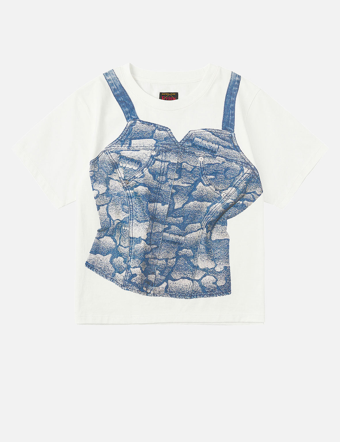 2-in-1 Ishigaki Camouflage Denim Corset Print Fashion Fit T-Shirt - 3