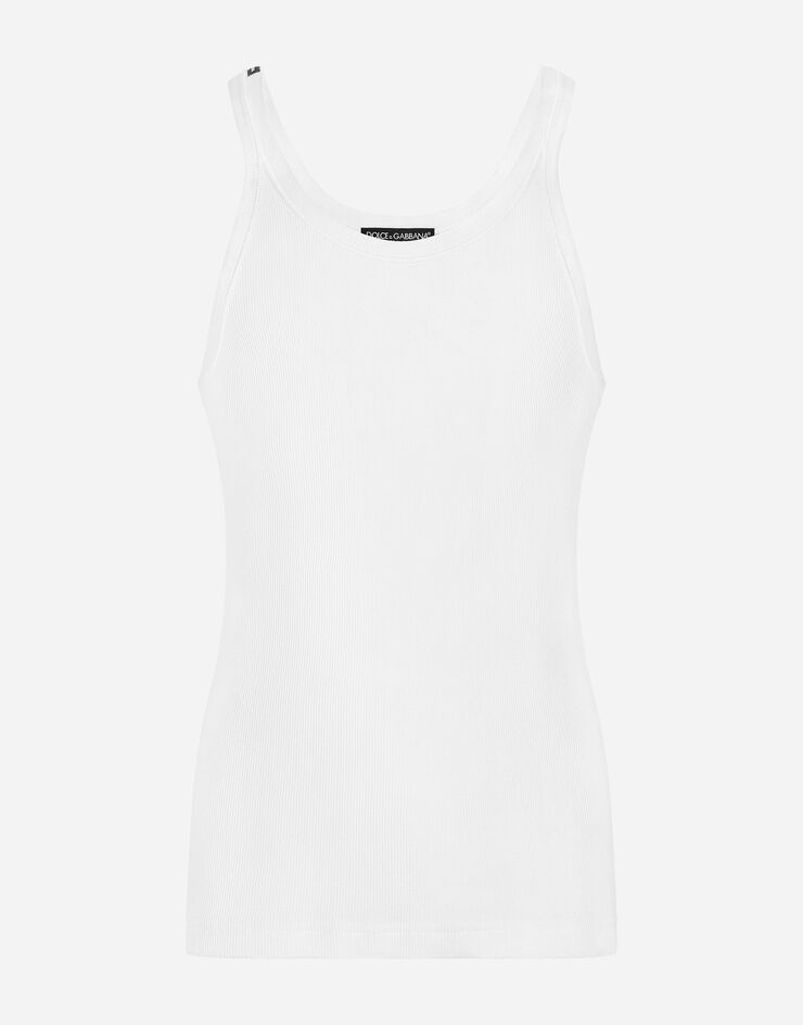 Fine-rib washed cotton singlet - 1