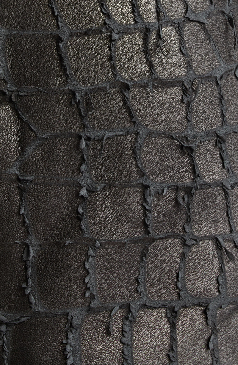 Snake Etched Lambskin Miniskirt 7