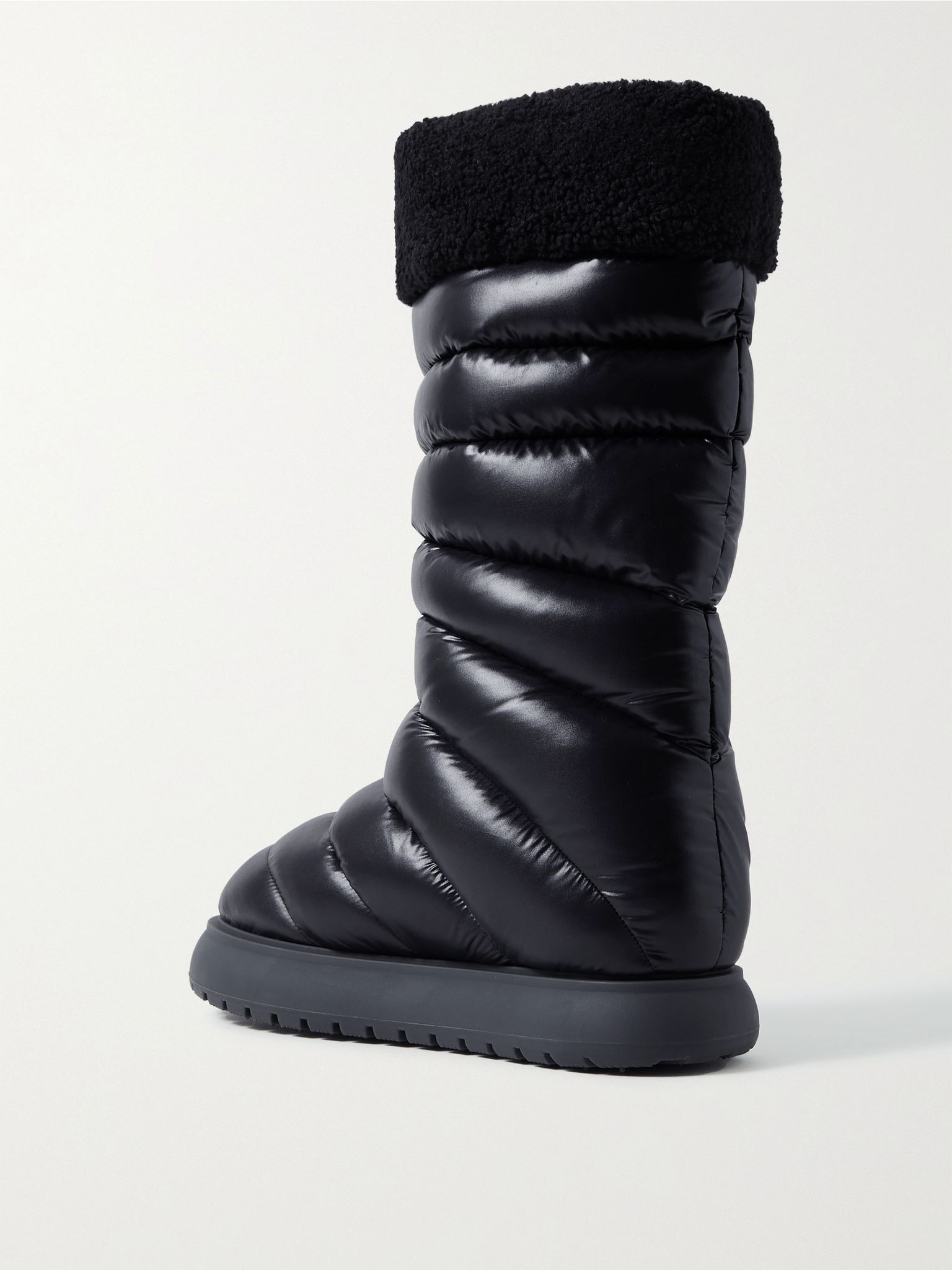 Gaia fleece-trimmed quilted shell boots Black - 3
