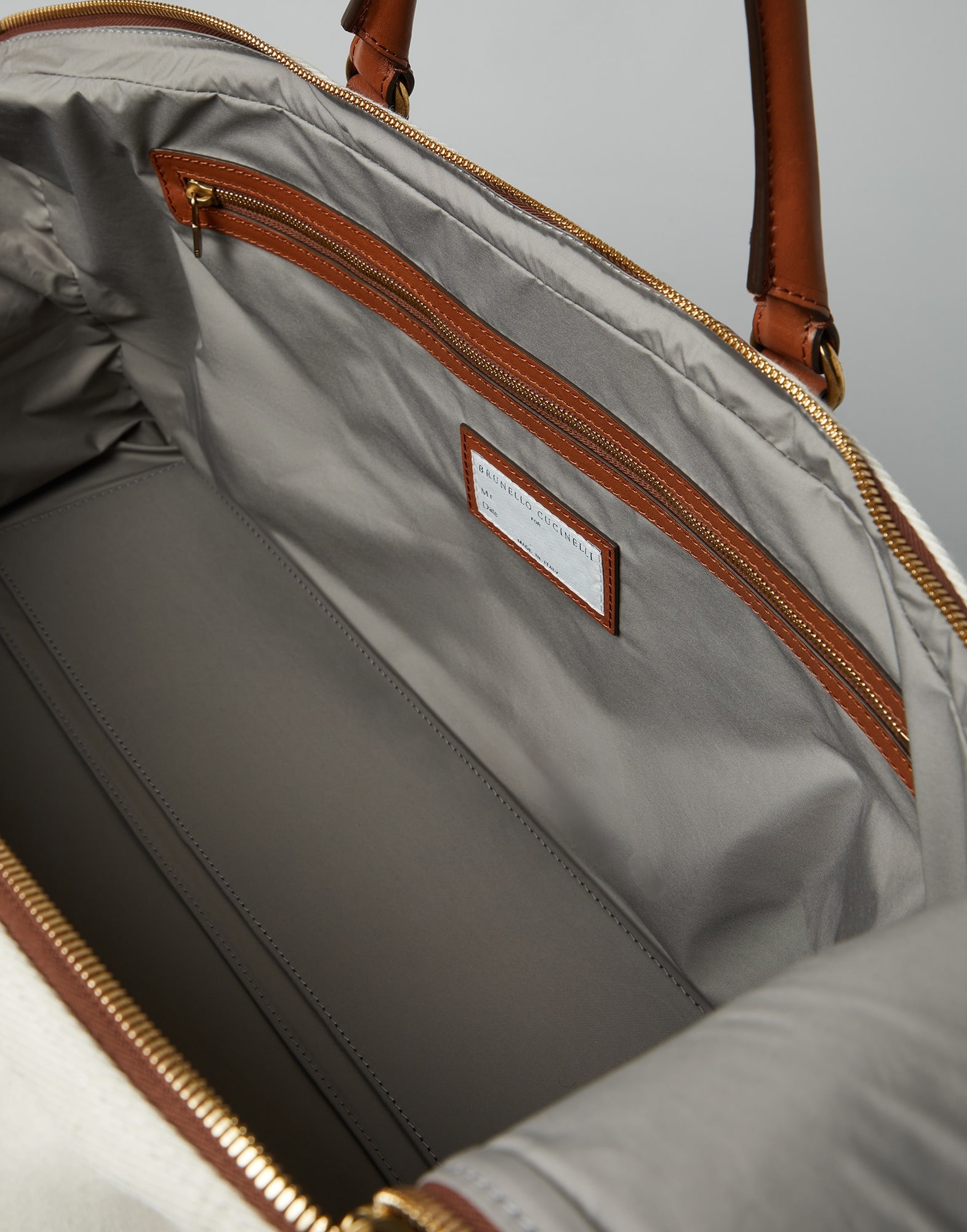 Cotton and linen cavalry and calfskin trolley bag - 5