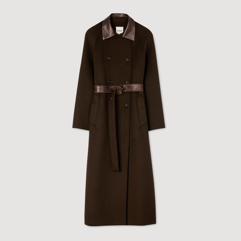LONG WOOL AND LEATHER COAT 1