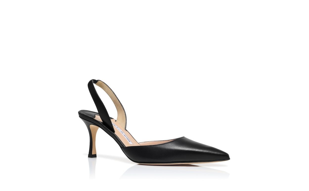 Black Nappa Leather Slingback Pumps - 6