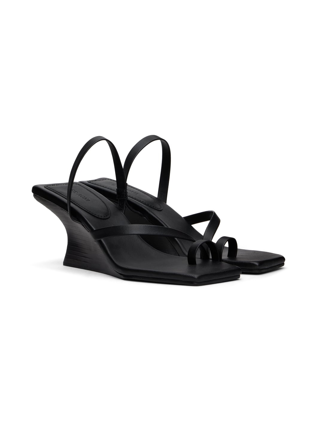 Black Architectural Wedge Heeled Sandals - 4