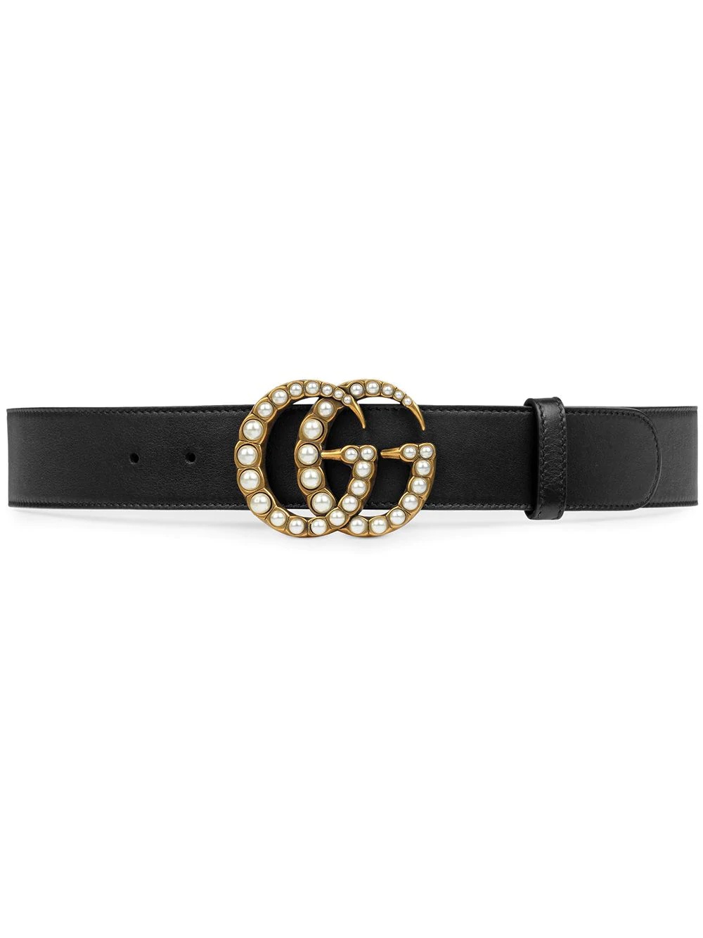 Leather belt with pearl Double G - 1