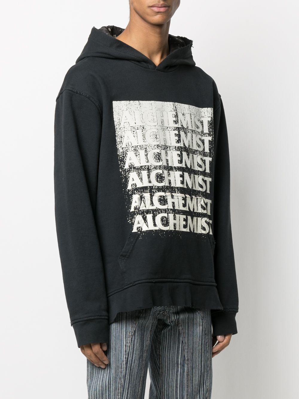 vintage-effect logo hoodie - 3