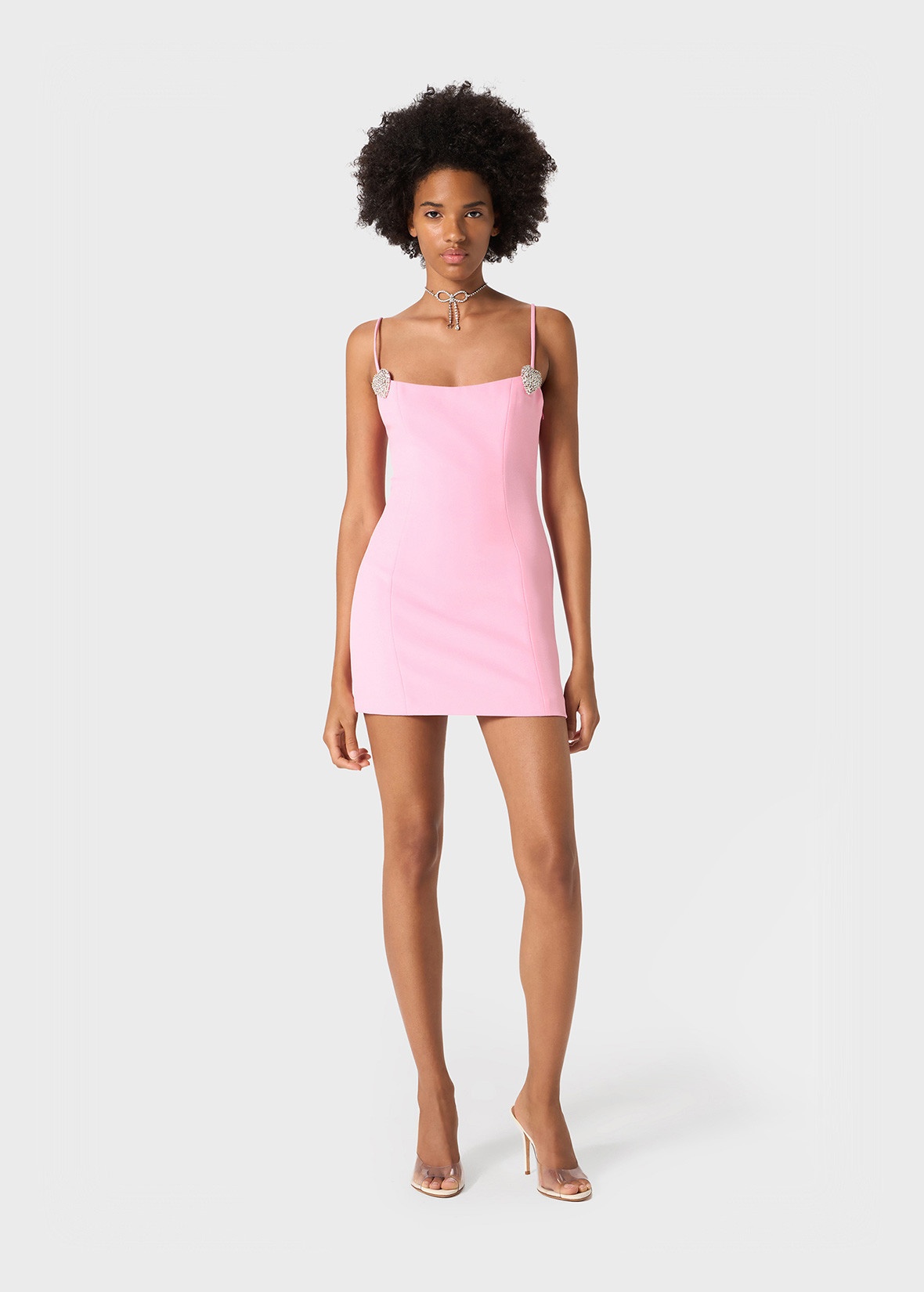 MINI DRESS IN SABLÉ WITH RHINESTONE DECORATIONS - 2