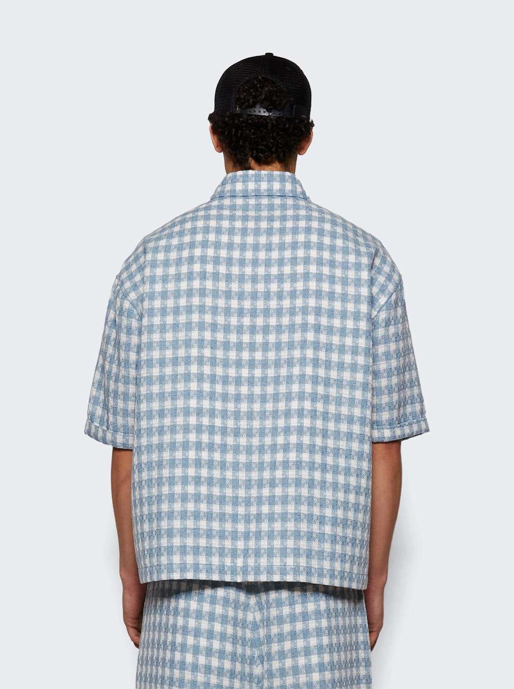 Plaid Cropped Shirt Steel Blue - 4