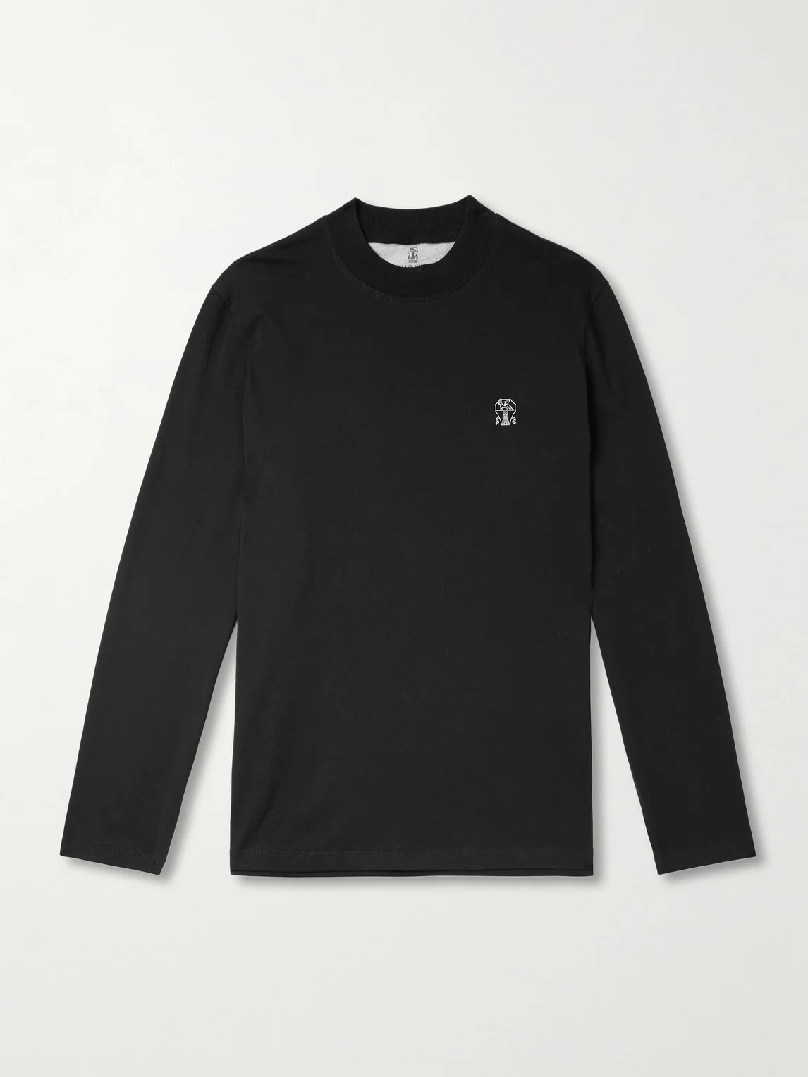 Logo-Print Cotton-Jersey Mock-Neck T-Shirt - 1