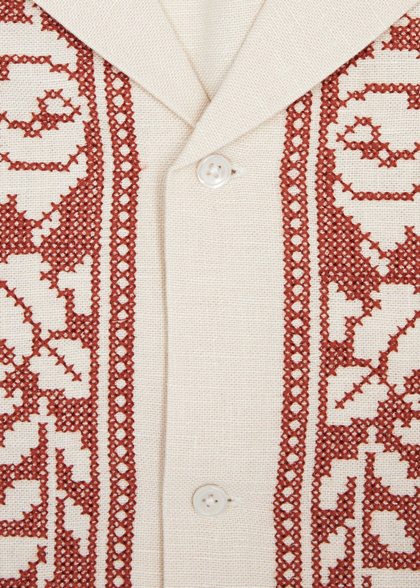 Rose Garland cross-stitched linen shirt - 5