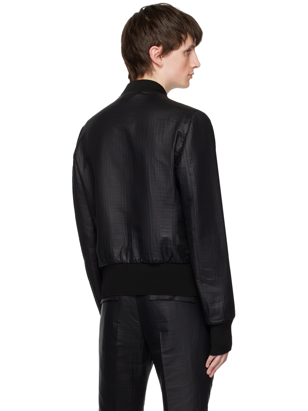 Black Double Bomber Jacket - 3