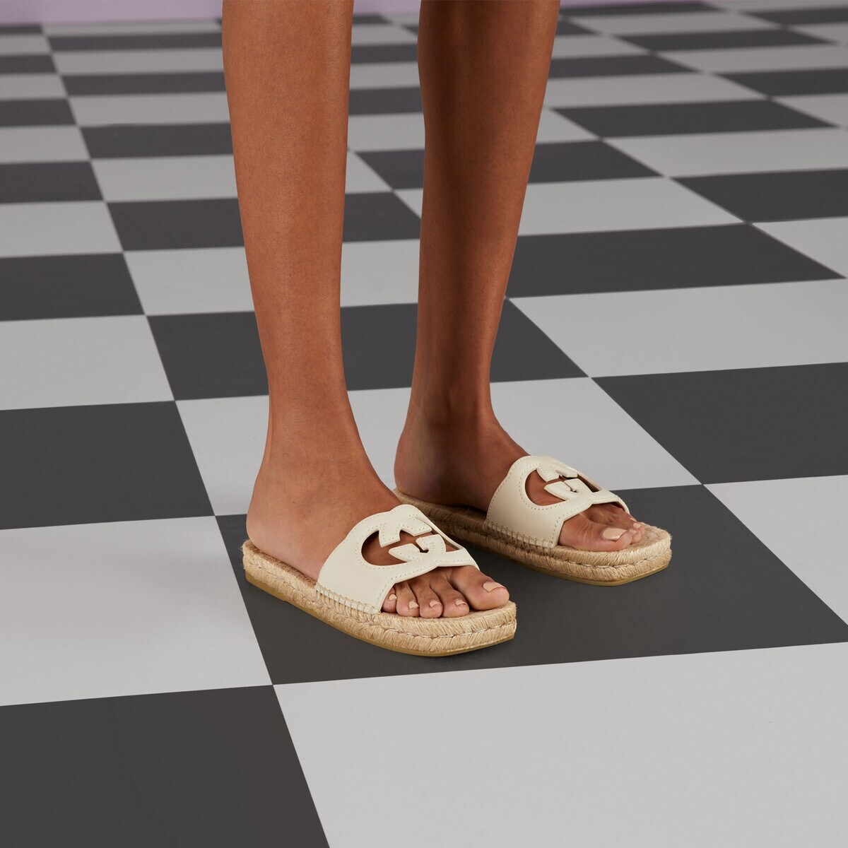 Women's Interlocking G cut out slide sandals - 3