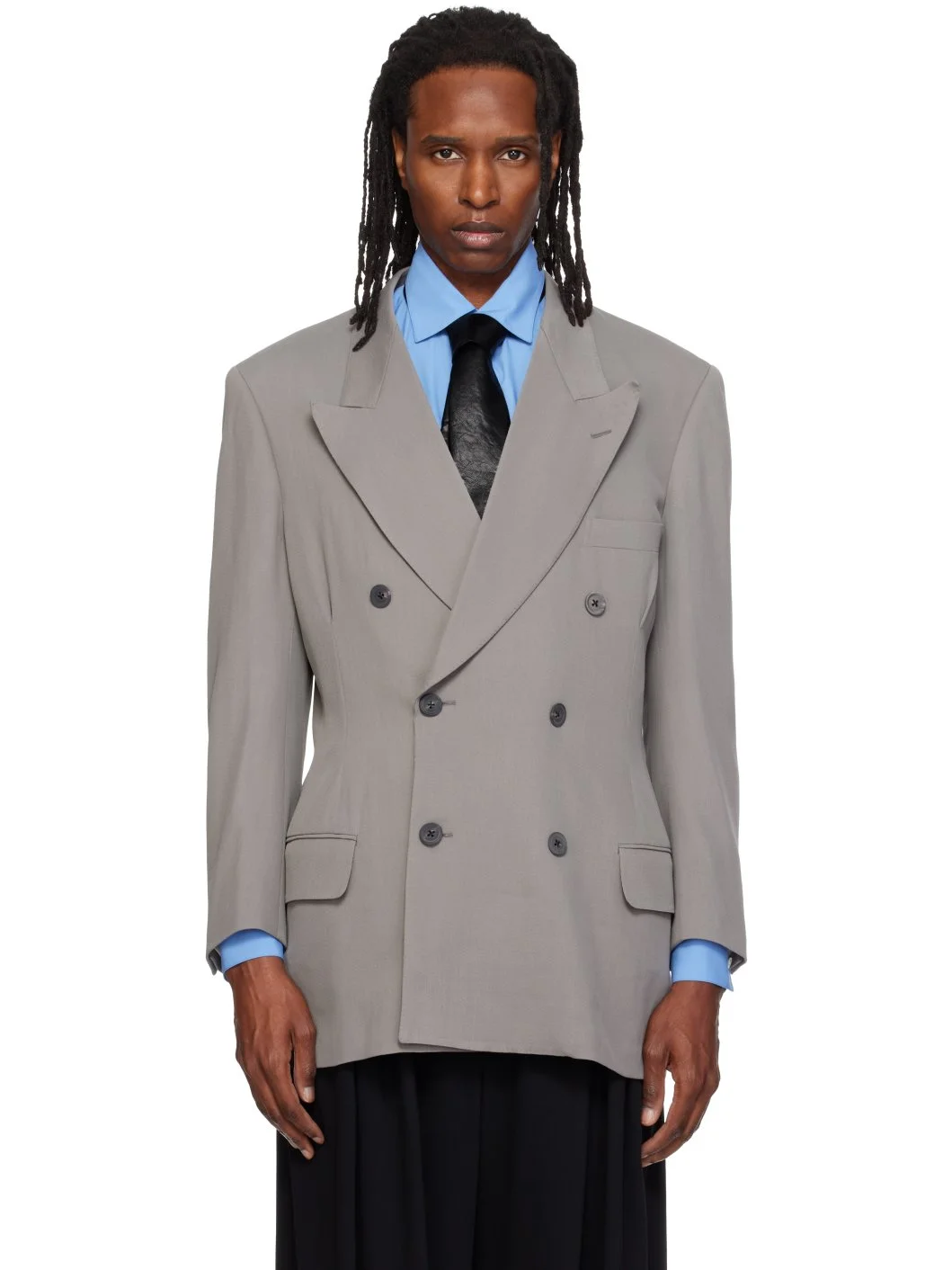 Gray 80s Classic 6B Shaped Blazer - 1