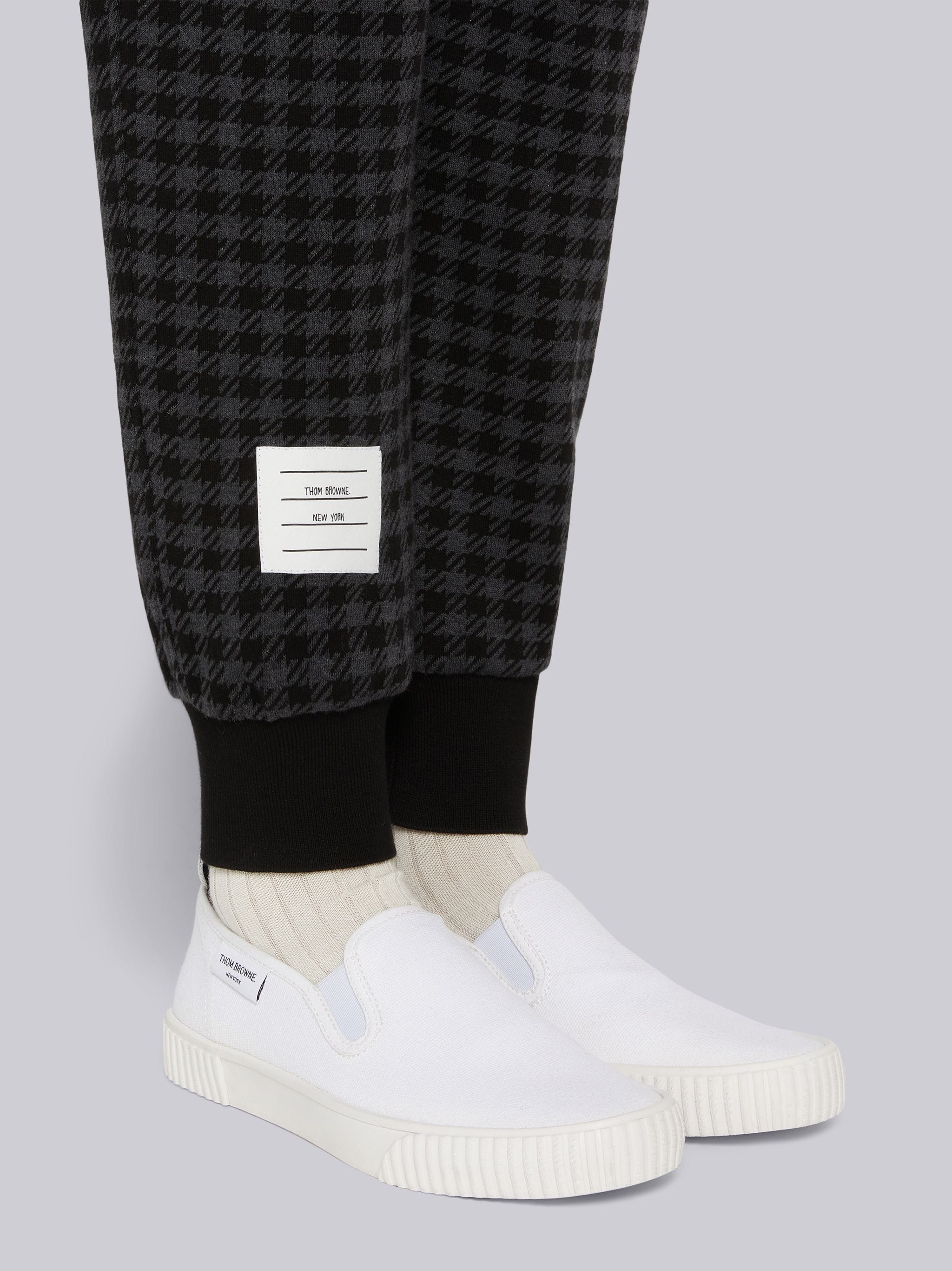 Black Cotton Gunclub Check Jacquard Engineered 4-Bar Sweatpants - 6