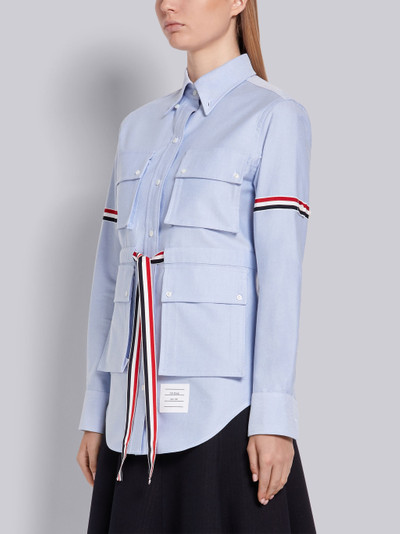 Thom Browne Light Blue Cotton Oxford 4-Pocket Adjustable Grosgrain Band Shirt outlook