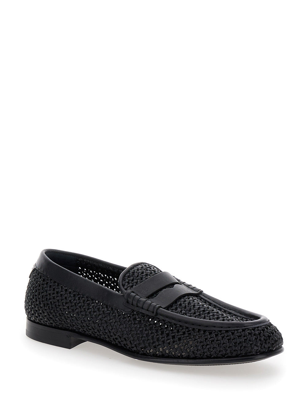 Dolce & Gabbana Men Black Slip-On Loafers In Woven Rafia Man - 2