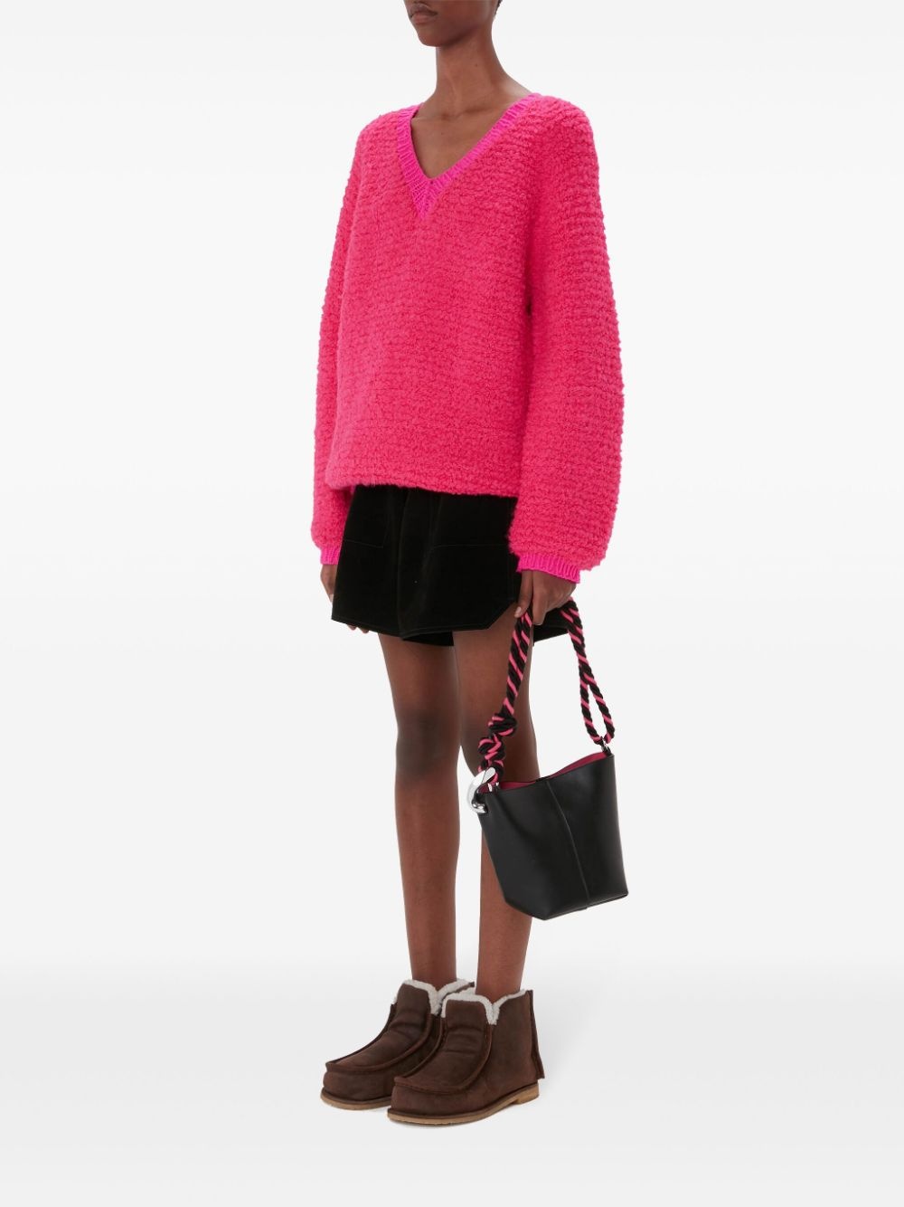 bouclÃ© V-neck sweater - 2