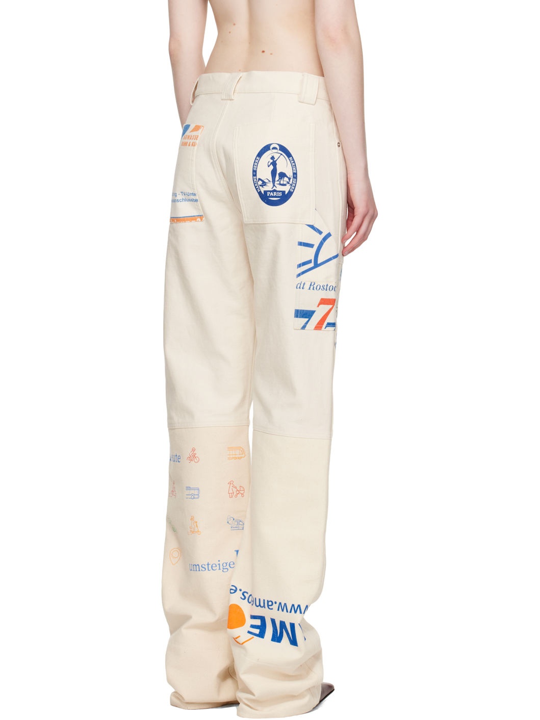 Beige Regenerated Tote Bags Workwear Trousers - 3