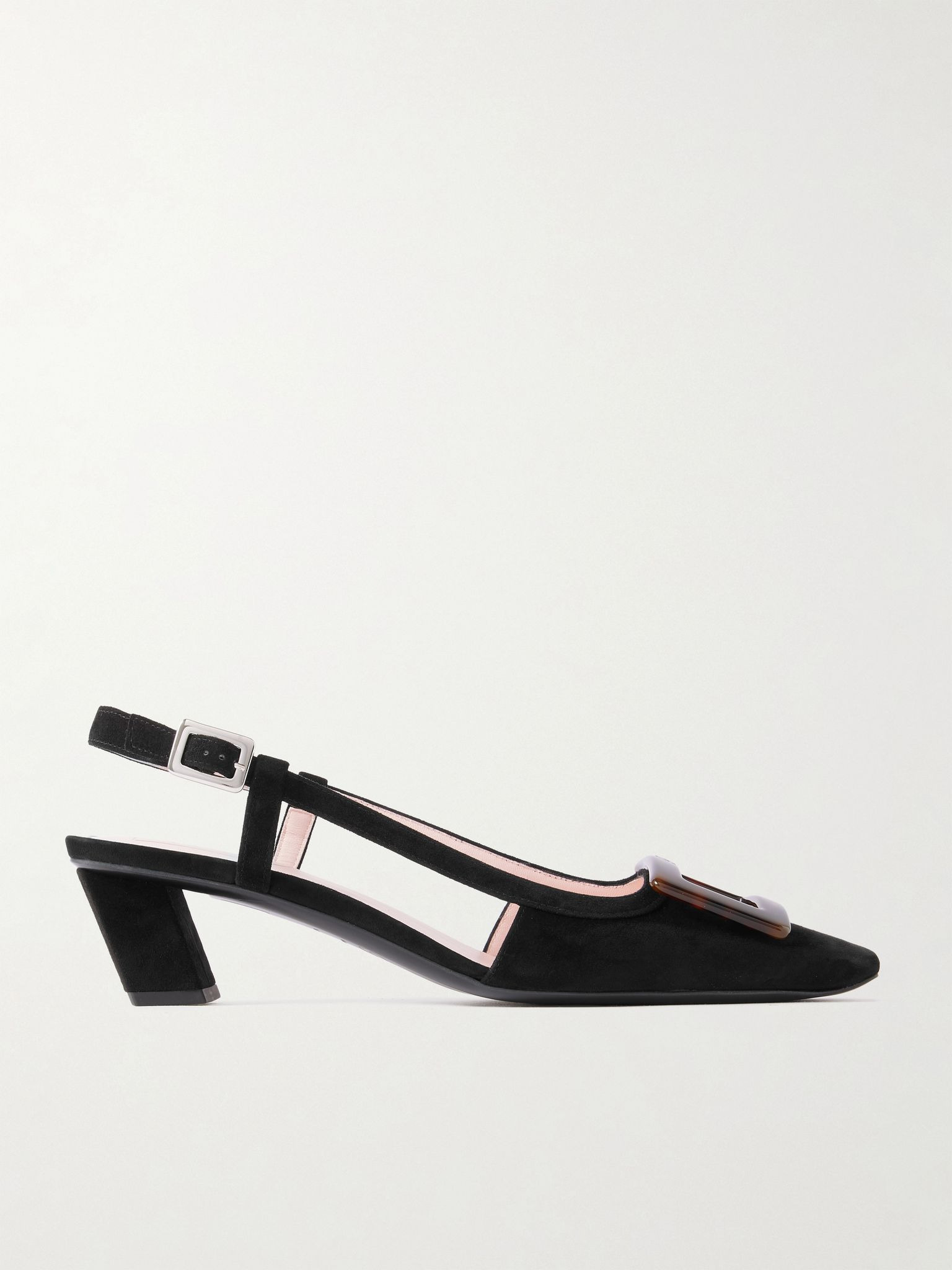 Belle Vivier 45 suede slingback pumps Black - 1
