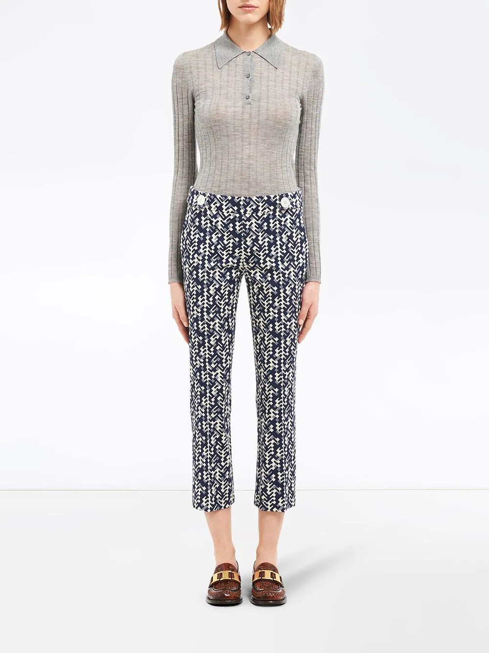graphic print cropped trousers - 2