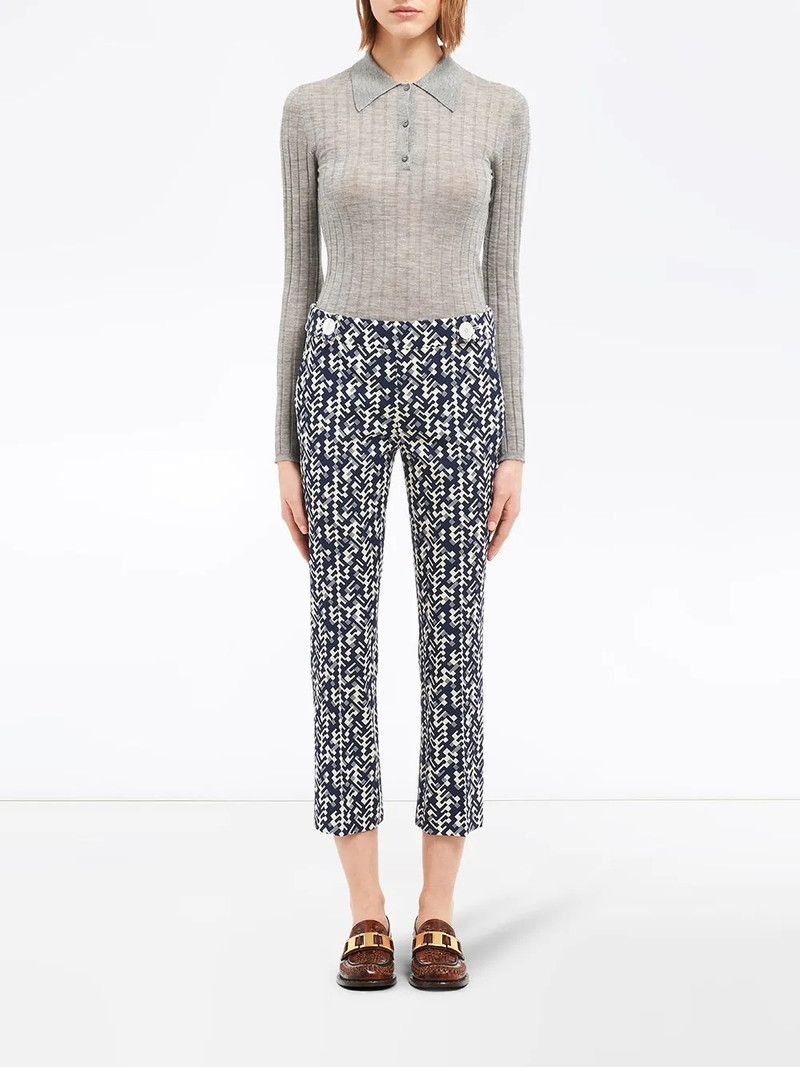 Prada graphic print cropped trousers outlook